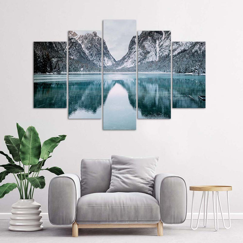 Five piece picture canvas print, Mountain landscape