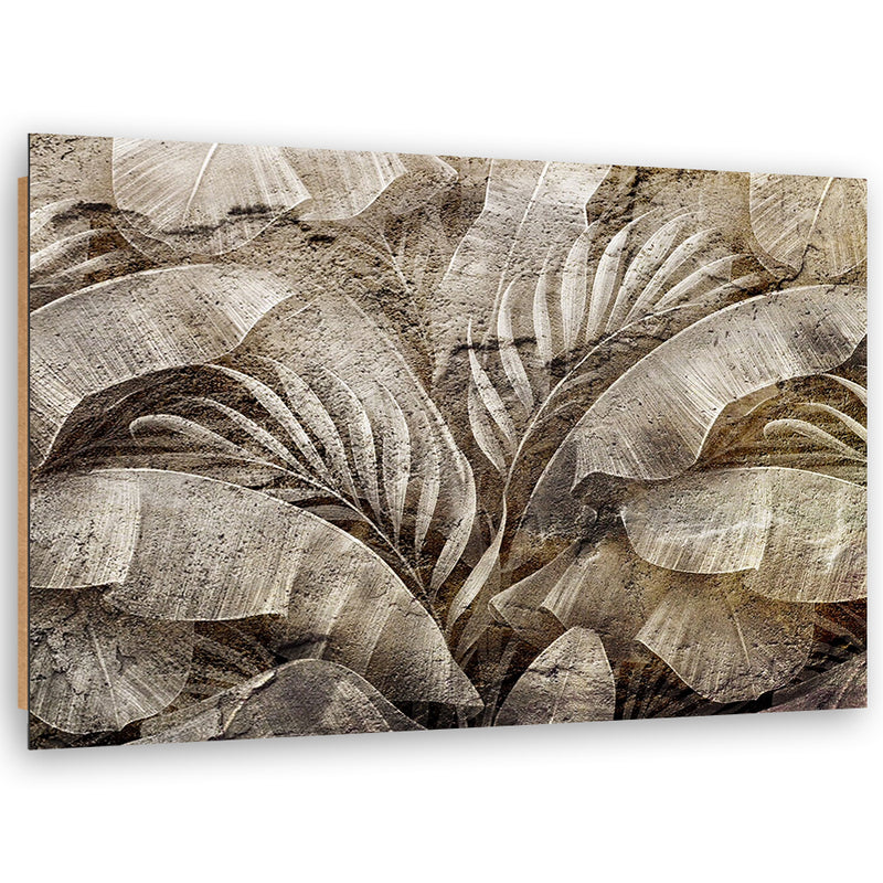 Deco panel print, Palm leaf jungle on imitation concrete