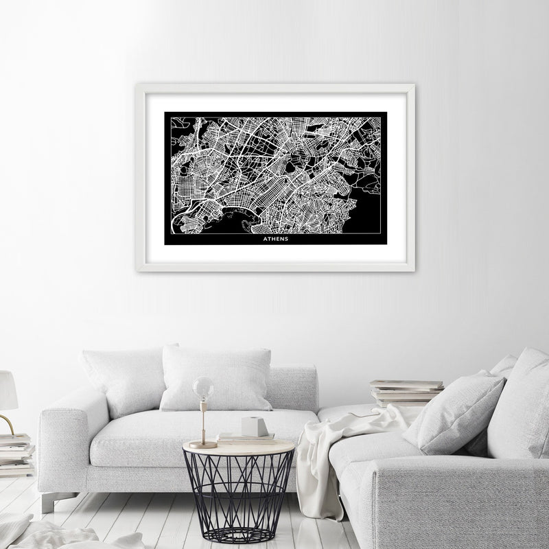 Picture in white frame, City plan athens