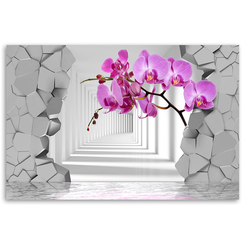 Deco panel print, Orchid on abstract background 3D