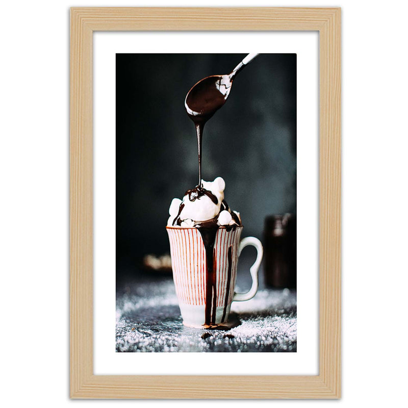 Picture in natural frame, Coffee with marshmallows
