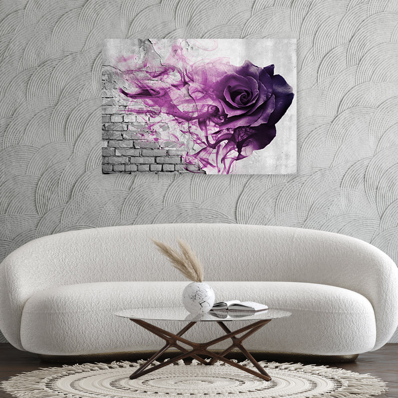 Deco panel print, Violet rose against background of bricks