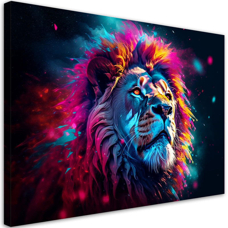 Canvas print, Neon Lion Animal Africa