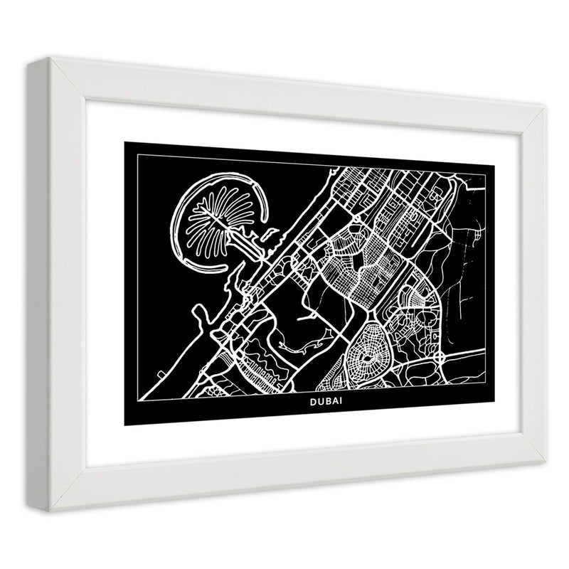 Picture in white frame, City plan dubai