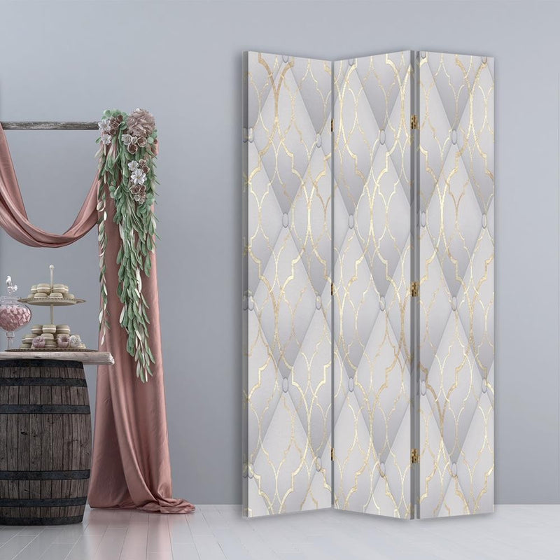 Room divider Double-sided rotatable, Moroccan clover in grey