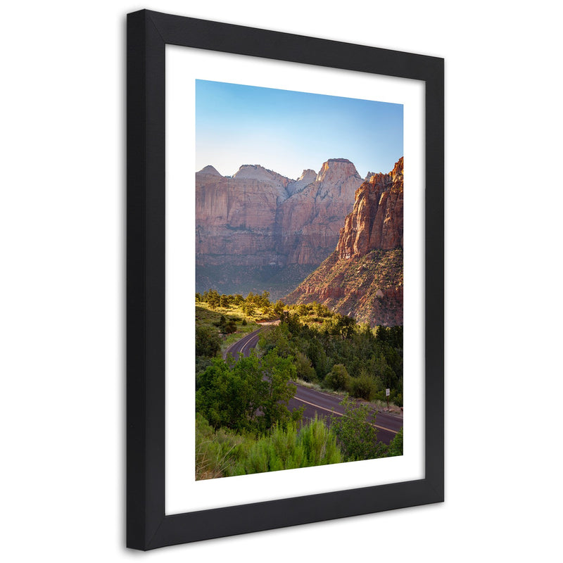 Picture in black frame, Mountain road