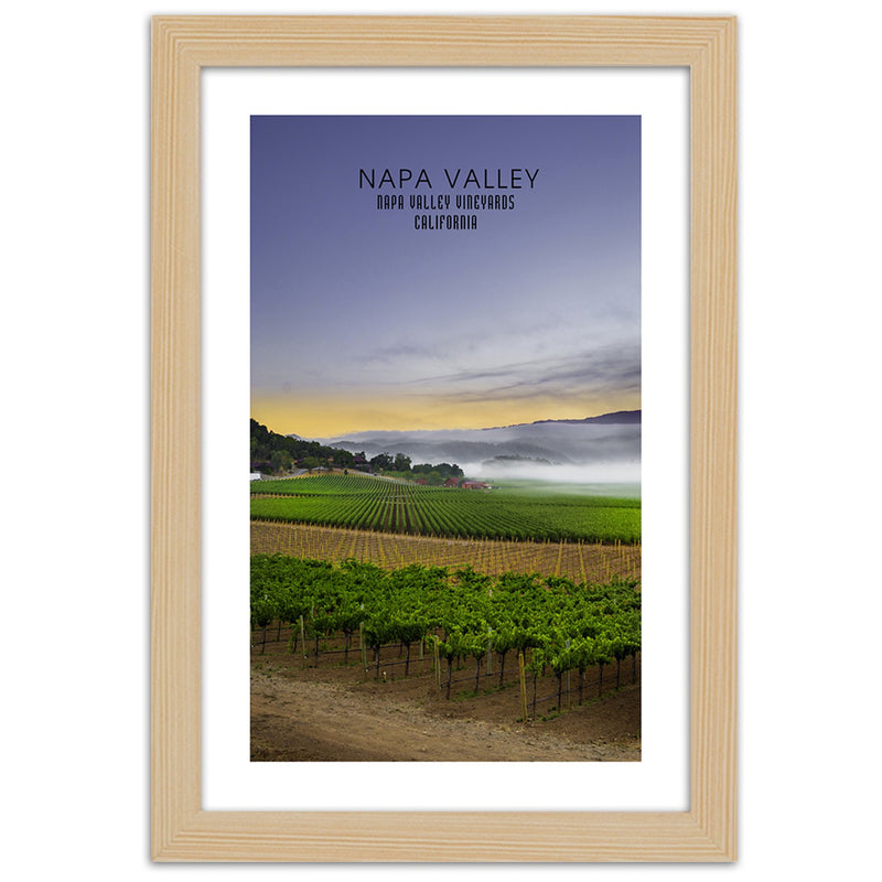Picture in natural frame, Evening above napa valley