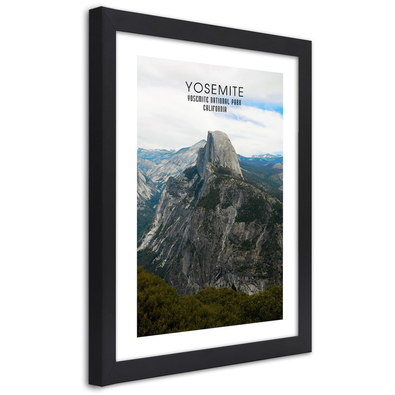 Cuadro en marco negro, Roca en el parque nacional de Yosemite