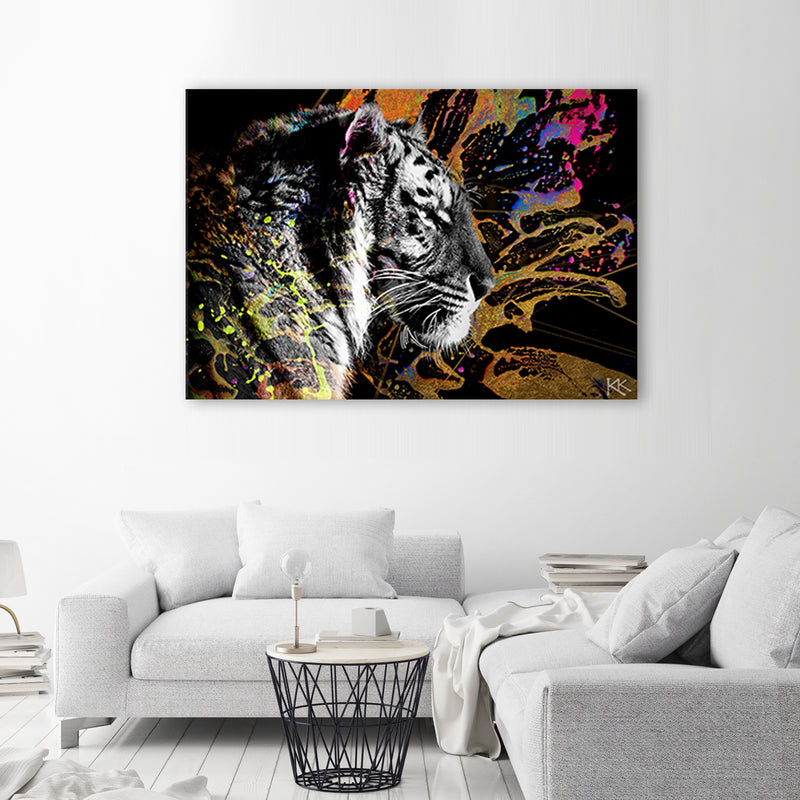 Deco panel print, Tiger on colourful background