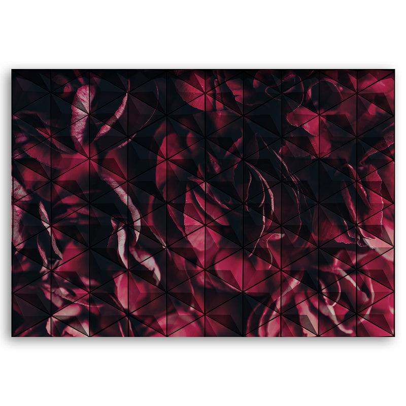 Deco panel print, Red geometric abstraction