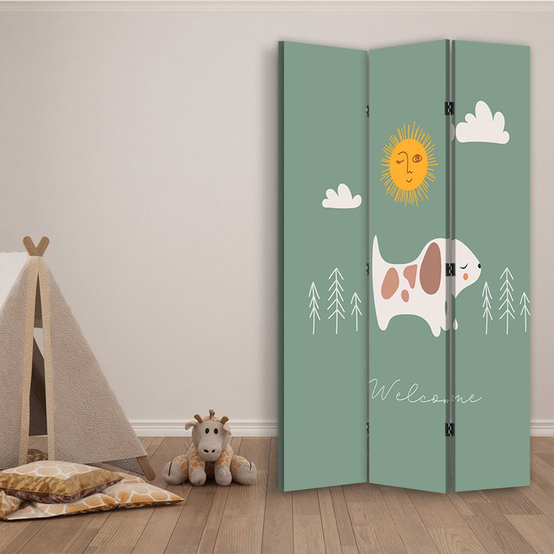 Room divider Double-sided rotatable, Playful puppy