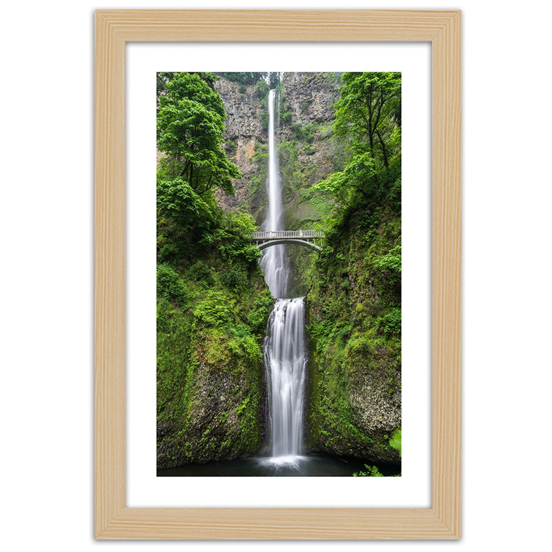 Picture in natural frame, Bridge over a waterfall
