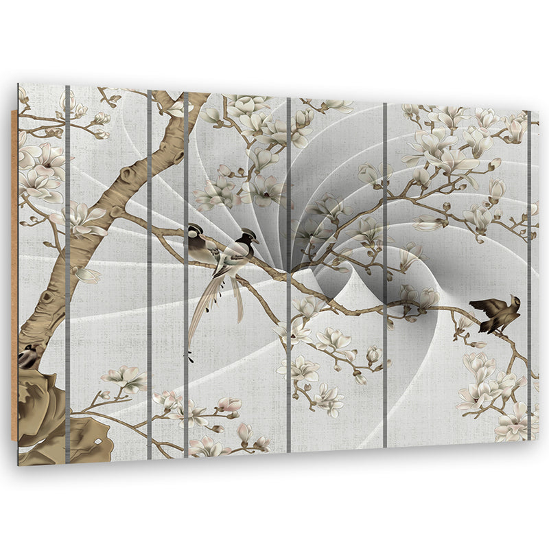 Deco panel print, Birds on a magnolia tree