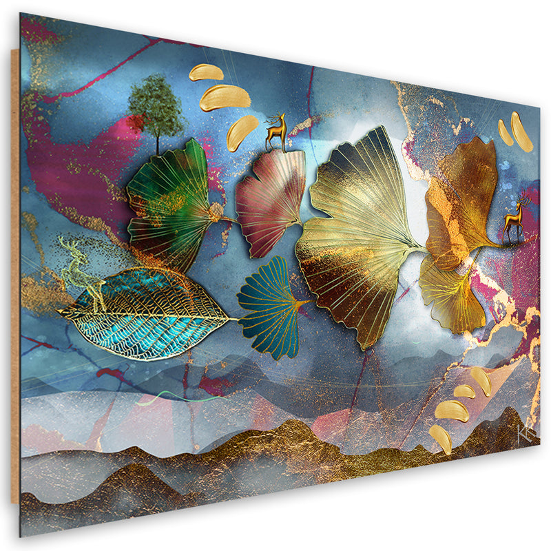 Estampado de panel decorativo, Hojas de colores abstractas