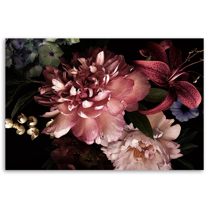 Canvas print, Bouquet of flowers on dark background