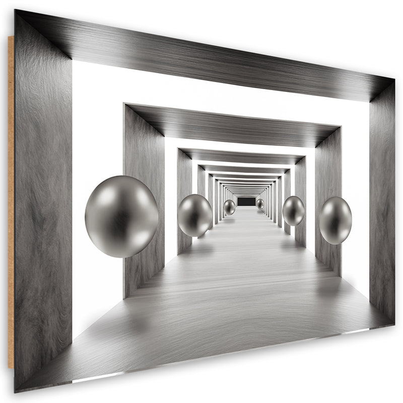 Panel decorativo, Túnel de bolas plateadas 3D