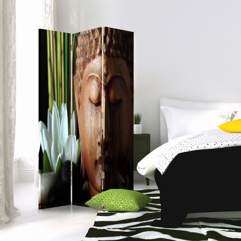 Room divider Double-sided rotatable, Buddha in the wood