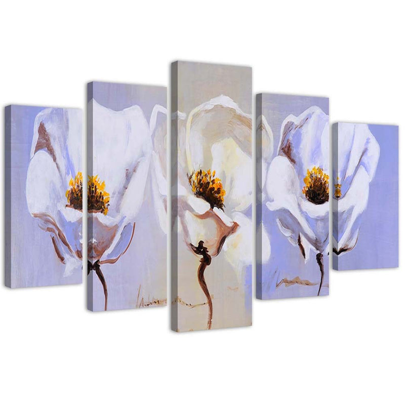 Five piece picture canvas print, Three flowers