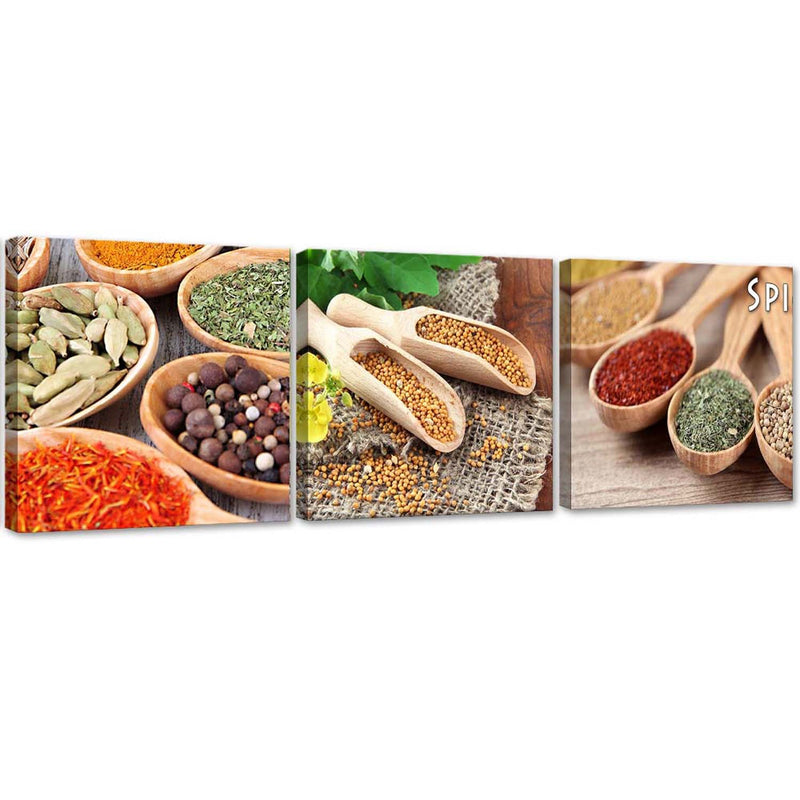 Set of three pictures canvas print, Spices of the world