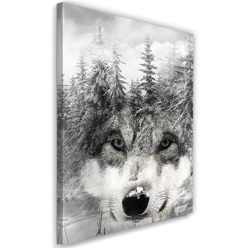 Cuadro, Lobo en paisaje invernal