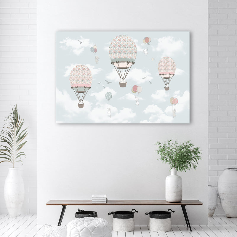 Canvas print, Colourful animals balloon flight