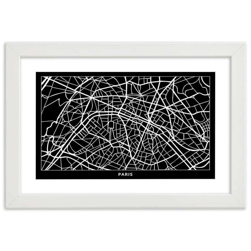 Picture in white frame, City plan paris