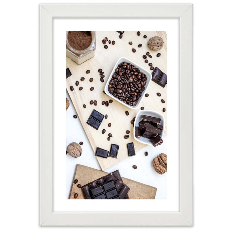 Picture in white frame, Coffee mess