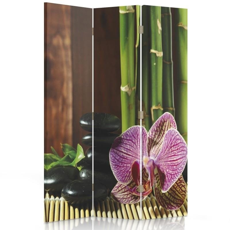 Separador de ambientes giratorio por ambos lados, Guijarros y orquídeas