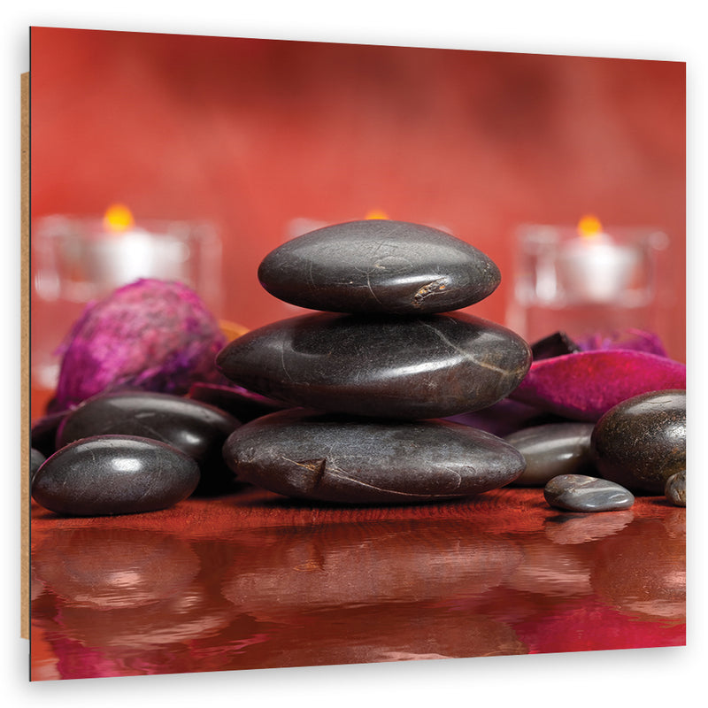 Deco panel print, Zen stones on a red background