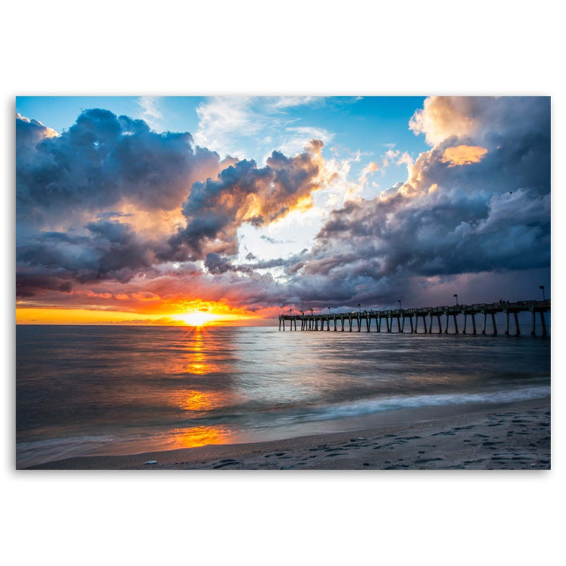 Deco panel print, Pier at sunset