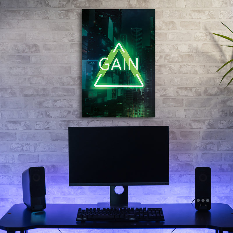 Deco panel print, Green writing GAIN for gamers