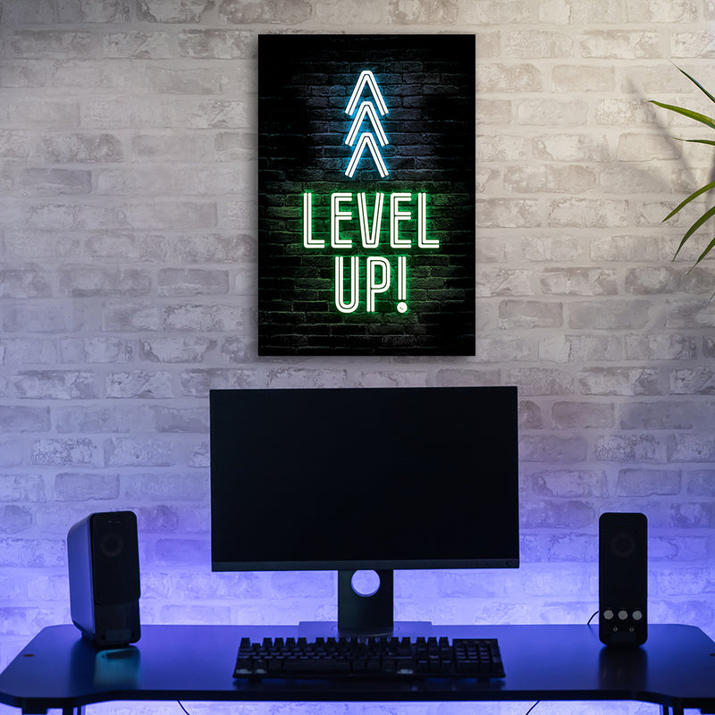 Canvas print, Level up inscription gaming