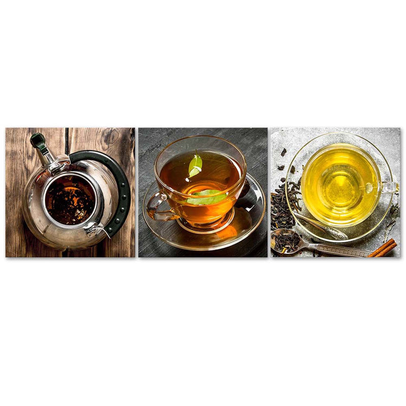 Set of three pictures canvas print, 3 teas