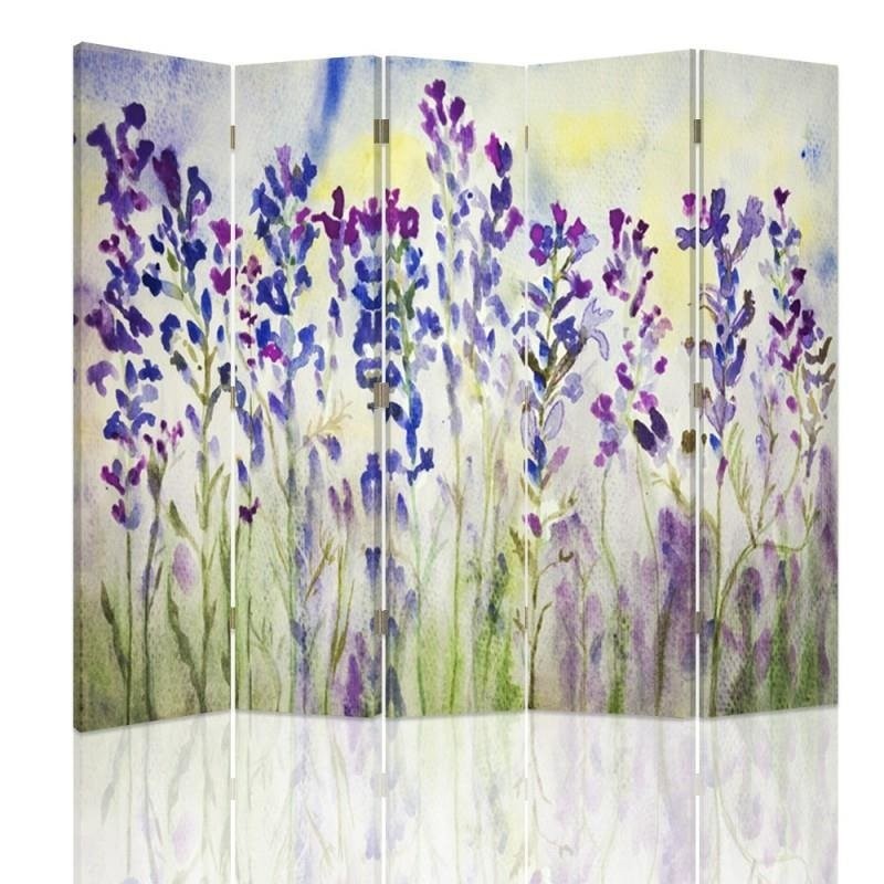 Room divider Double-sided, Painted flowers on white background