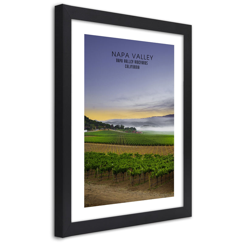 Picture in black frame, Evening above napa valley