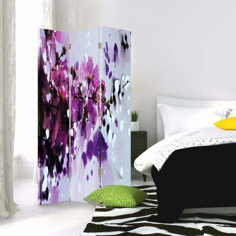 Room divider Double-sided rotatable, The beauty of purple flowers
