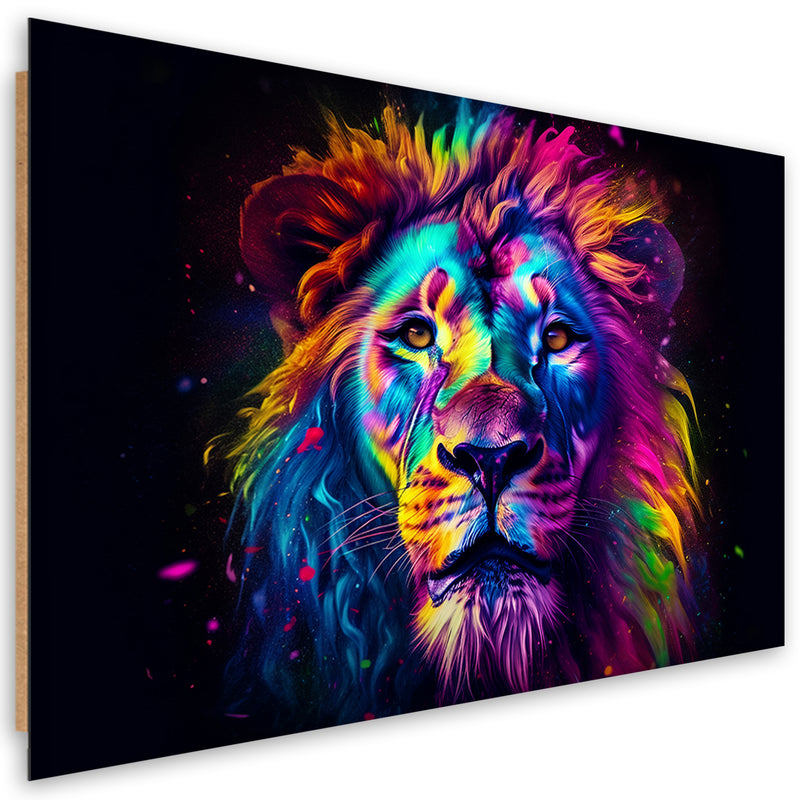 Deco panel print, Colour Neon Portrait Lion Ai