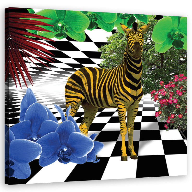 Canvas print, Colourful zebra