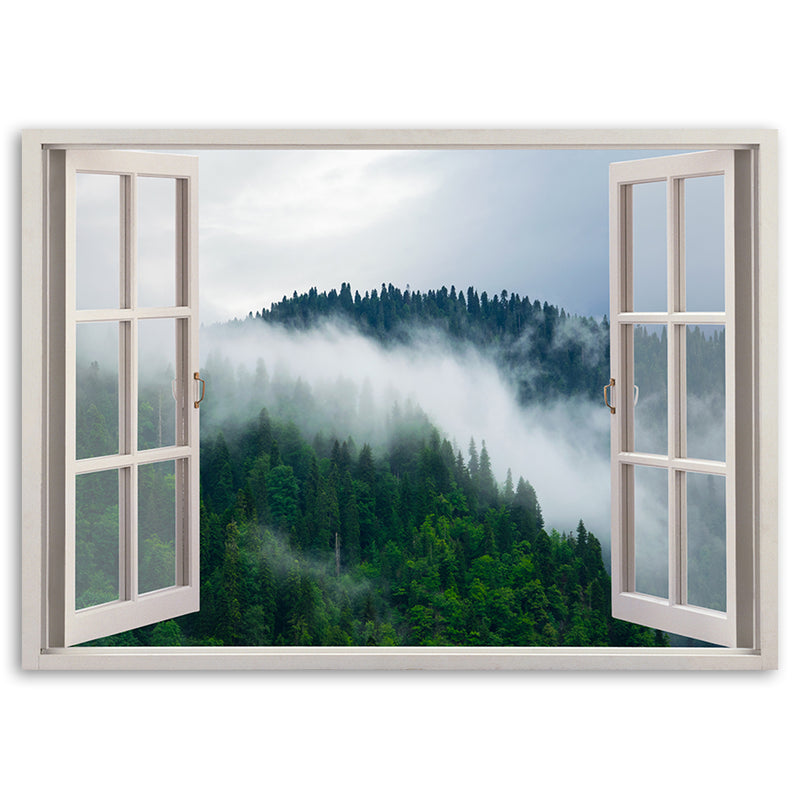 Deco panel print, Forest in fog view from the window