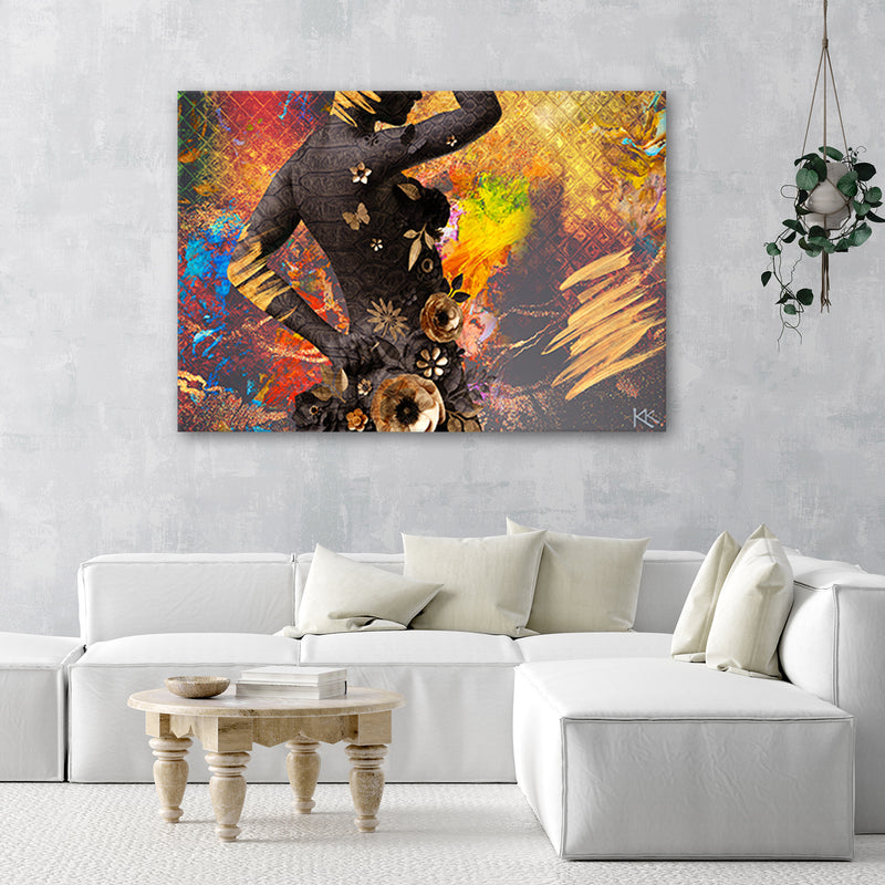 Canvas print, African Woman Flowers Abstract