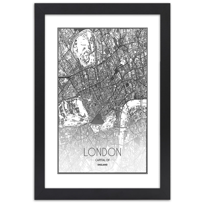 Picture in black frame, Plan of london