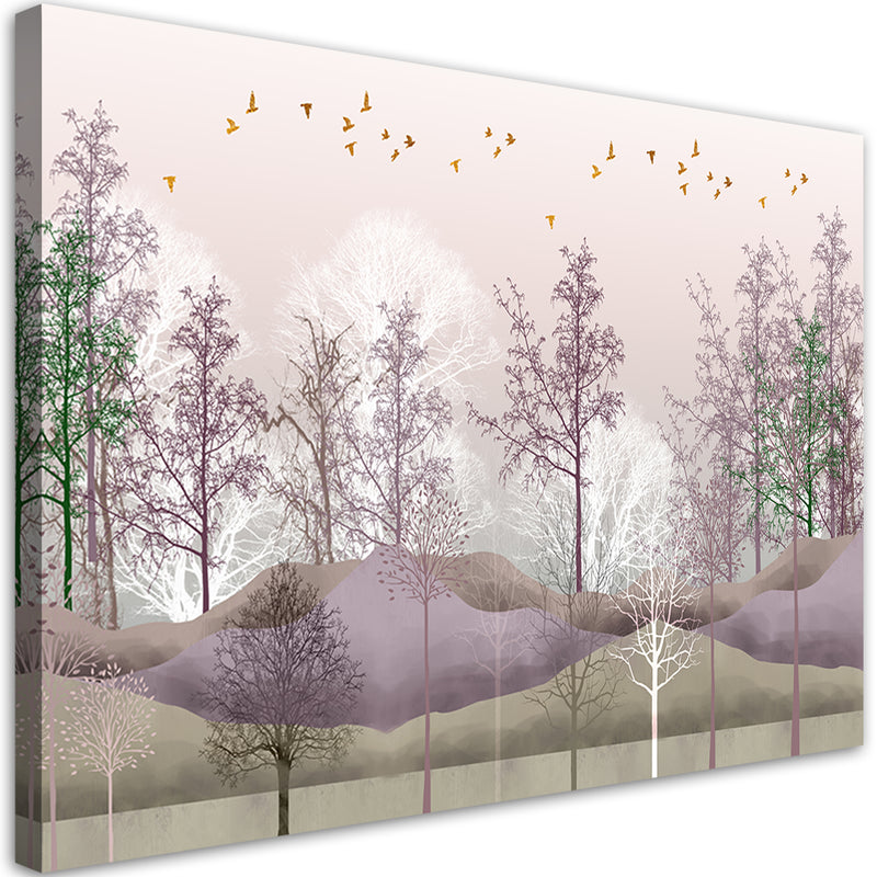 Canvas print, Birds over the forest