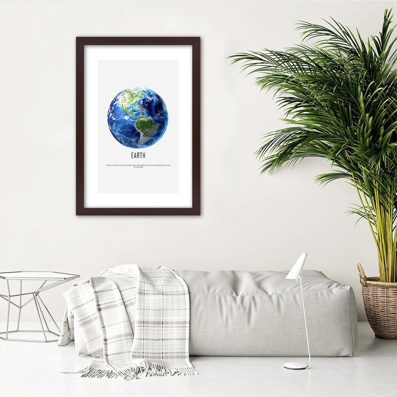Picture in brown frame, Planet earth