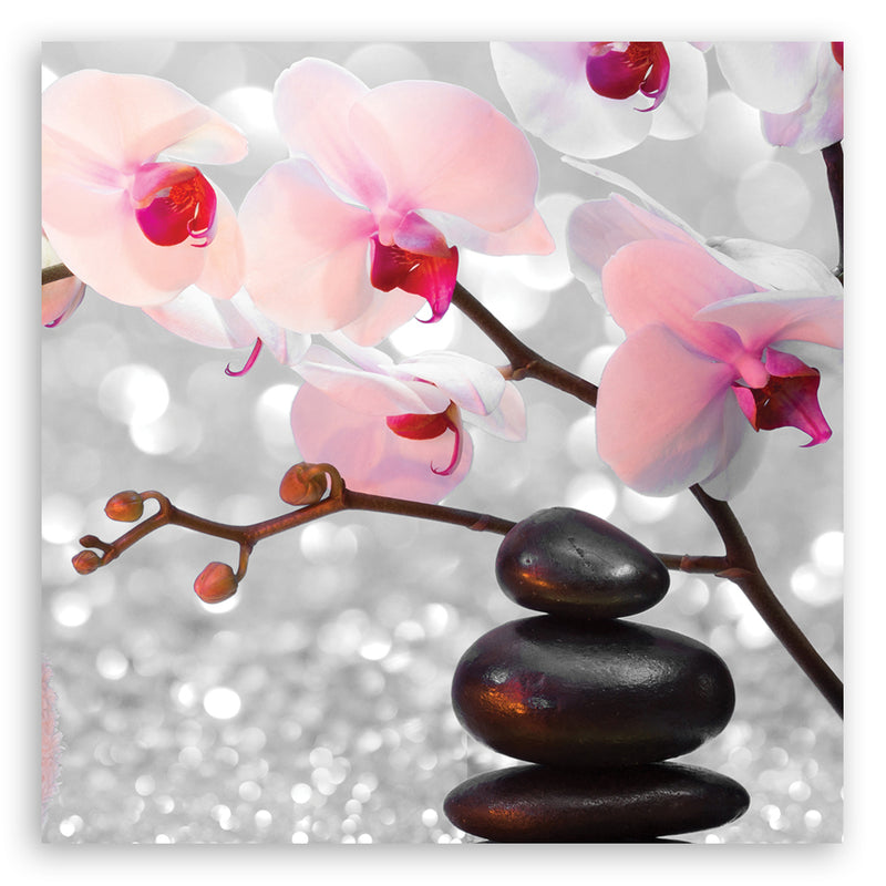 Deco panel print, Zen stones and orchid branch