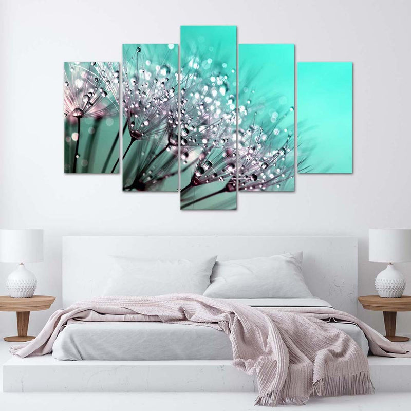 Five piece picture canvas print, Turquoise blowpipes