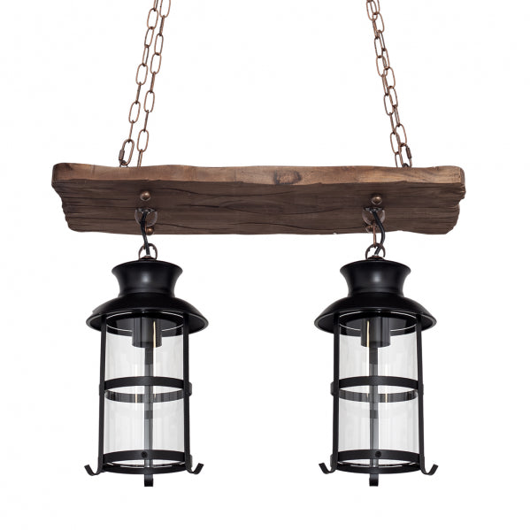 CORTIJO chandelier 2xE27 wood / metal brown