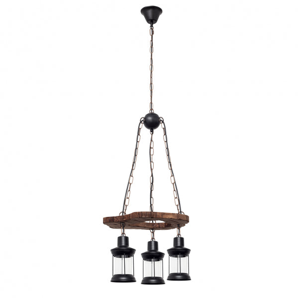 CORTIJO chandelier 3xE27 wood / metal brown