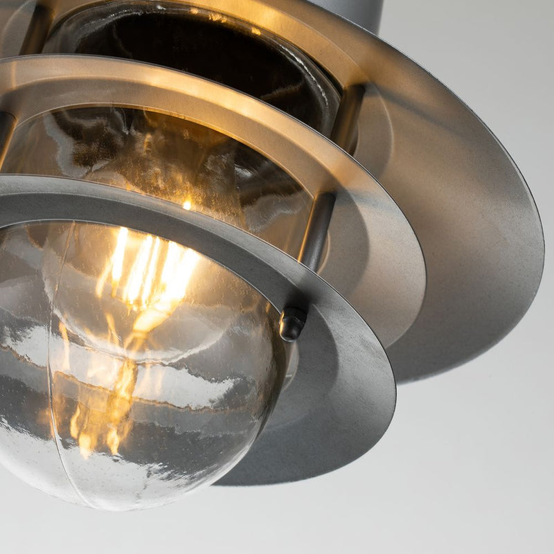 Lámpara de techo para exterior Elstead Lighting (COPENHAGEN8-SIL) Copenhague acero inoxidable, vidrio transparente E27