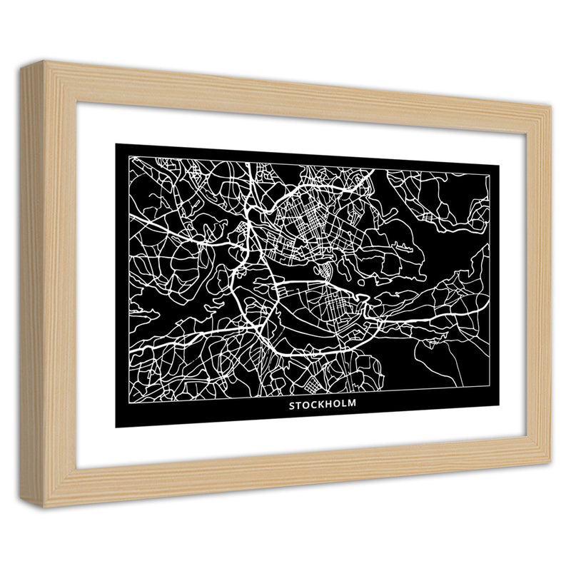 Picture in natural frame, City plan stockholm
