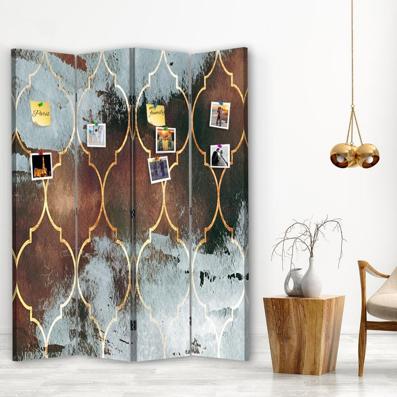 Room divider Double-sided PIN IT, Moroccan clover in browns
